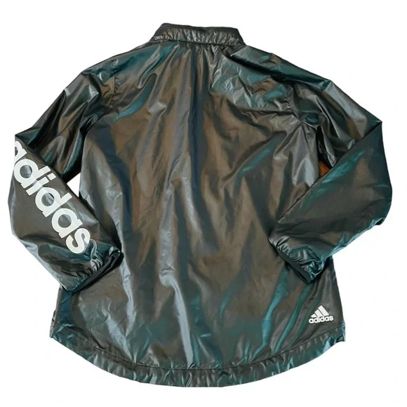 ADIDAS WOMENS BLACK ZIPPERED ATHLETIC WINDBREAKER SIZE MEDIUM - Picture 12 of 13